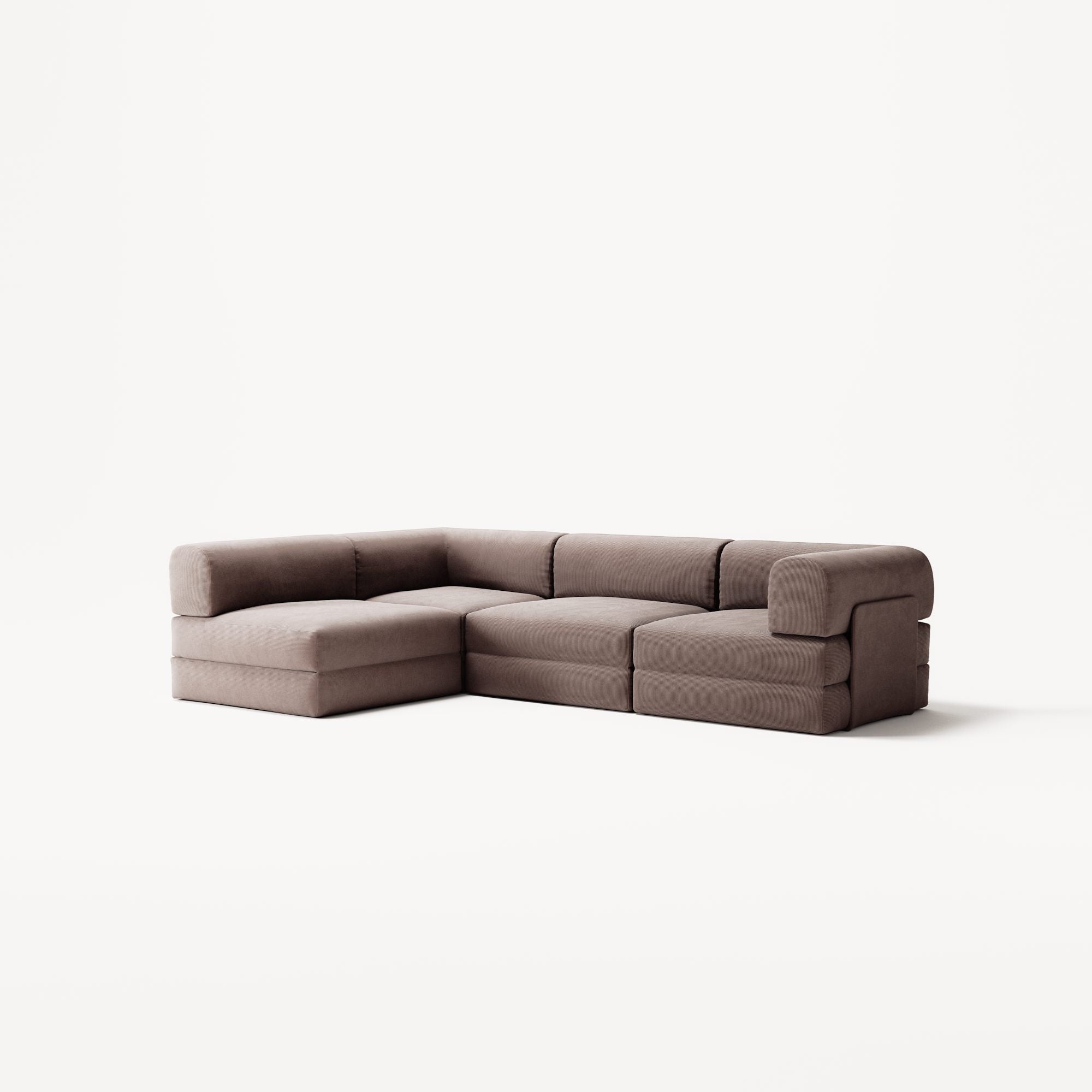 LUNA - 3 Seater Divan - Left - Corduroy Warm Brown