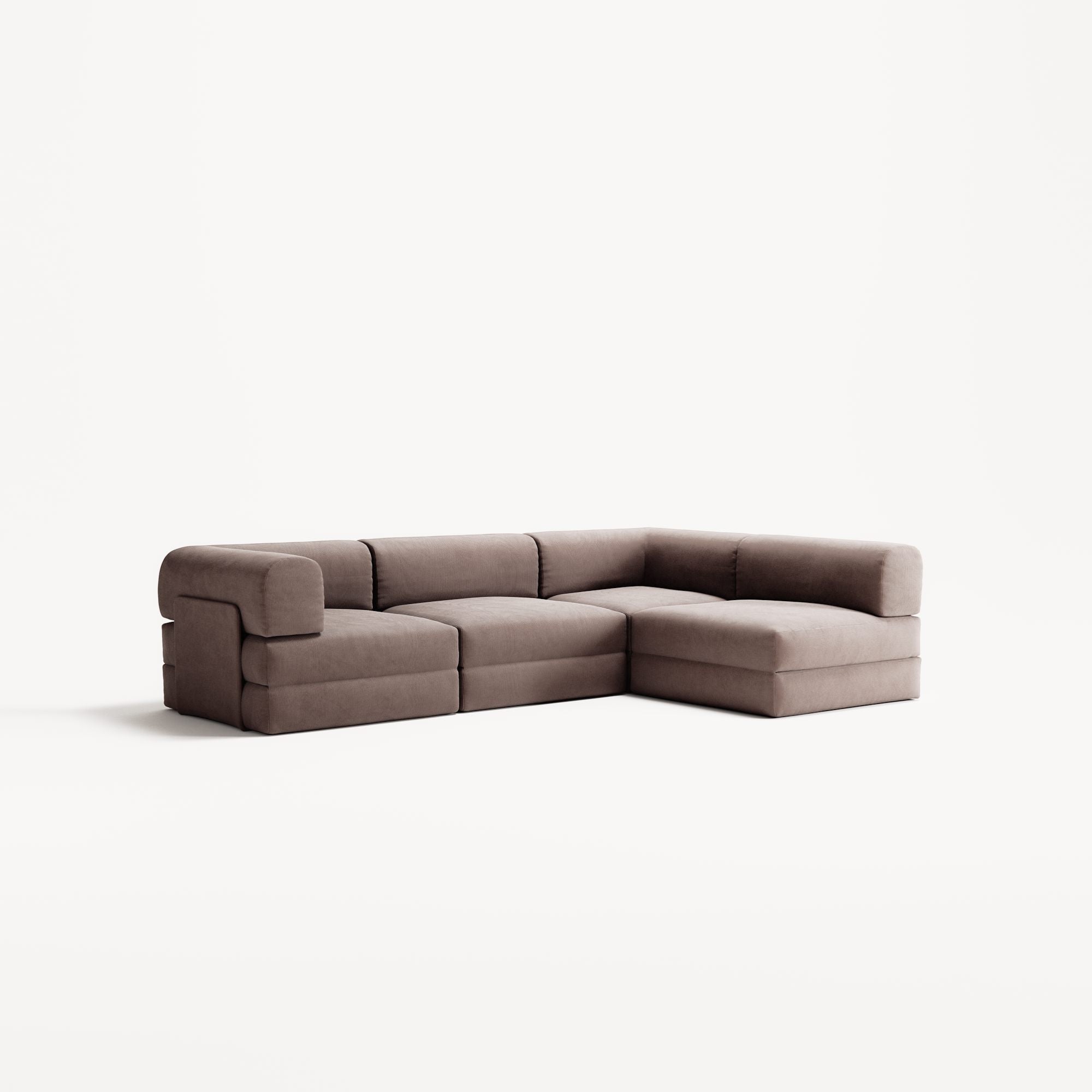 LUNA - 3 Seater Divan - Right - Corduroy Warm Brown
