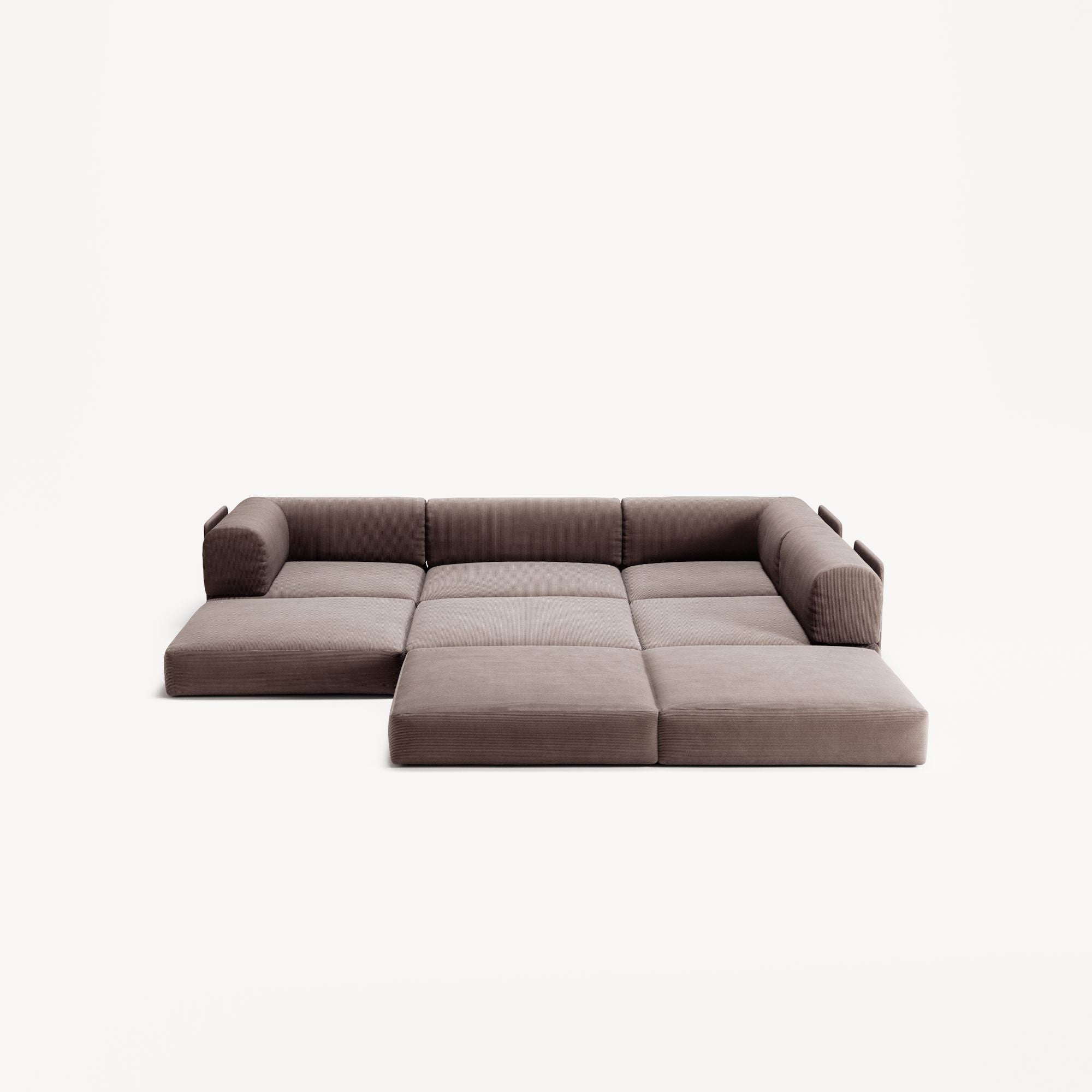 LUNA - 3 Seater Divan - Right - Corduroy Warm Brown