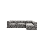 LUNA - 3 Seater Divan - Right - Chenille Jacquard Zebra Black White