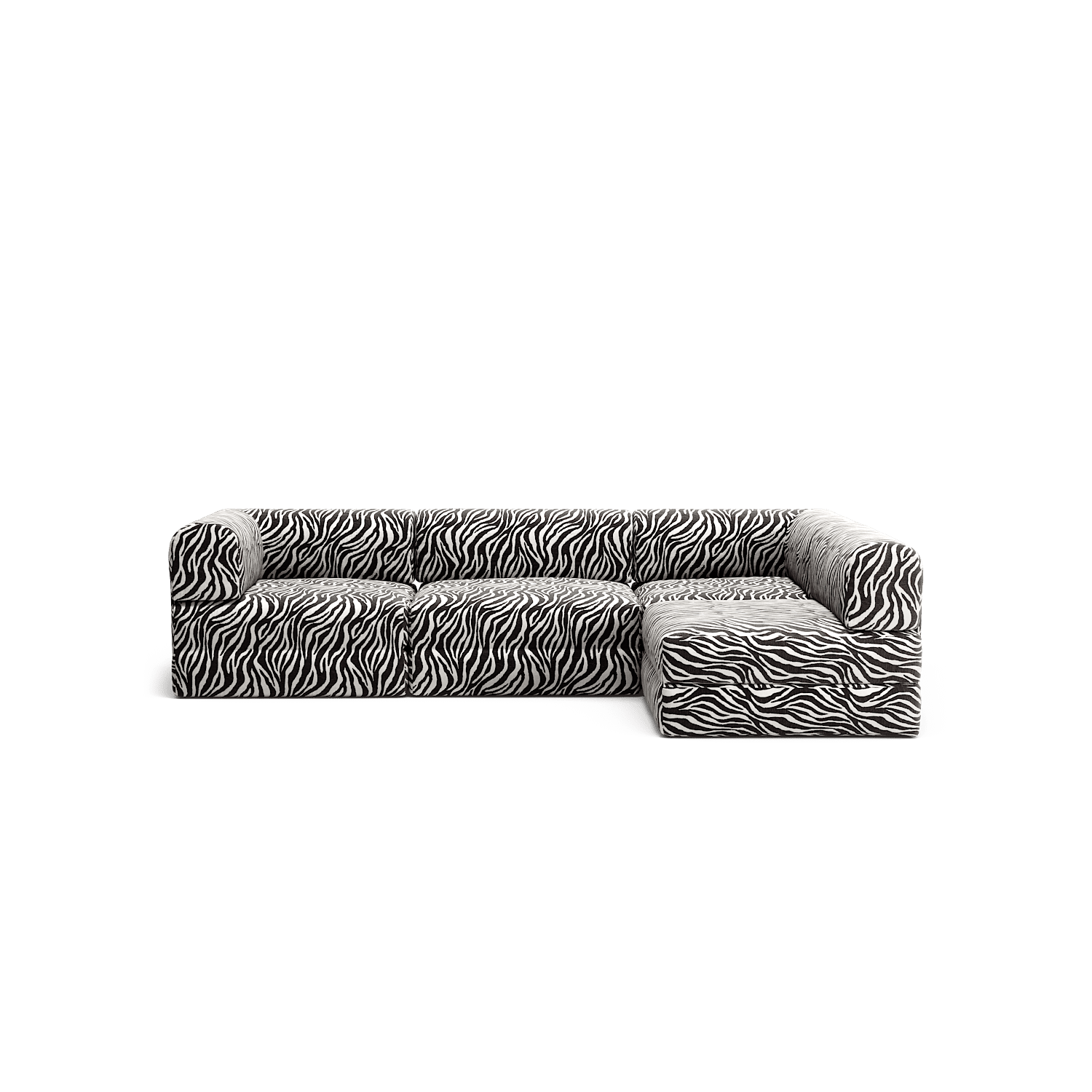 LUNA - 3 Seater Divan - Right - Chenille Jacquard Zebra Black White