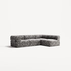 LUNA - 3 Seater Divan - Right - Chenille Jacquard Zebra Black White