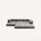 LUNA - 3 Seater Divan - Right - Chenille Jacquard Zebra Black White