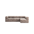 LUNA - 3 Seater Divan - Right - Chenille Jacquard Zebra Brown White
