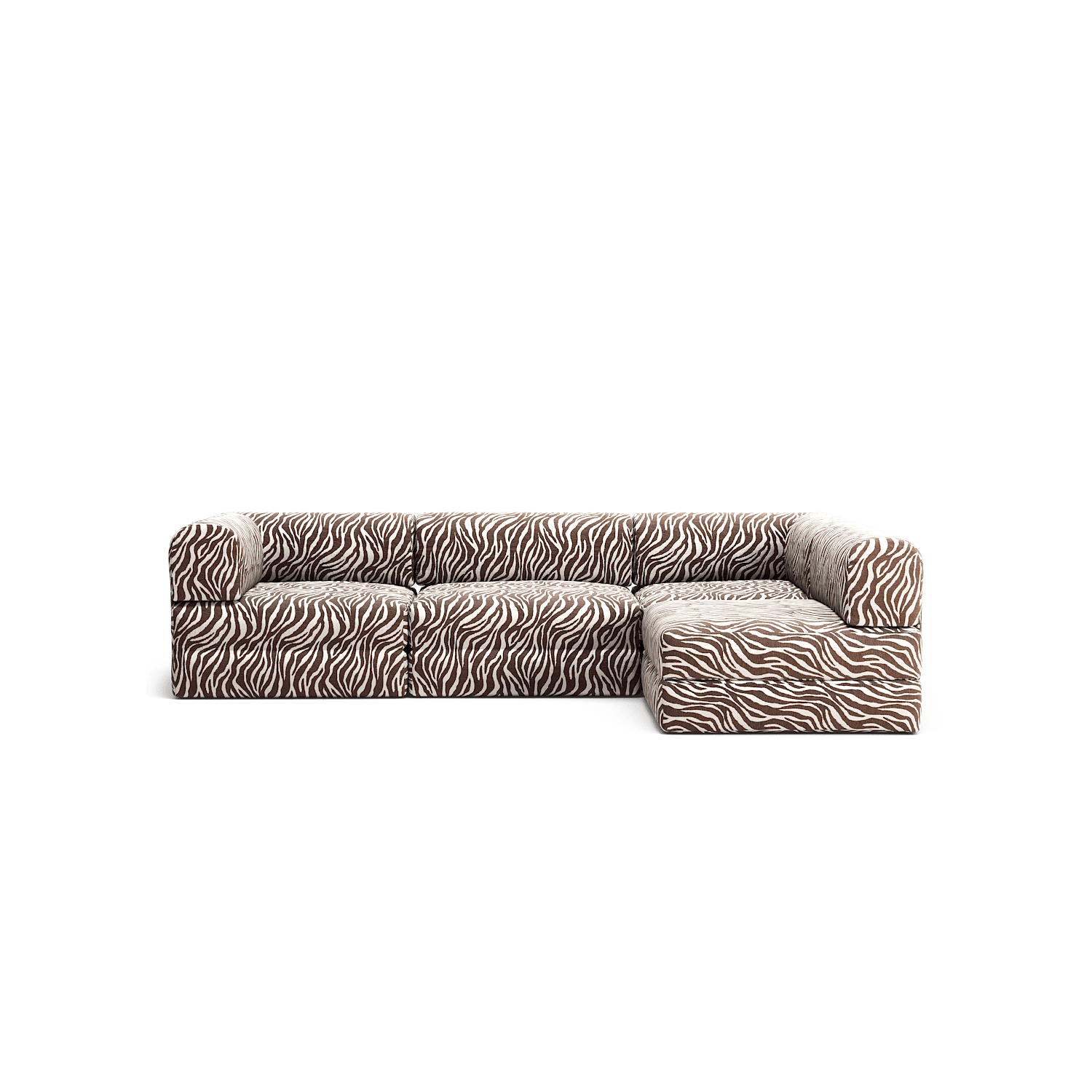 LUNA - 3 Seater Divan - Right - Chenille Jacquard Zebra Brown White