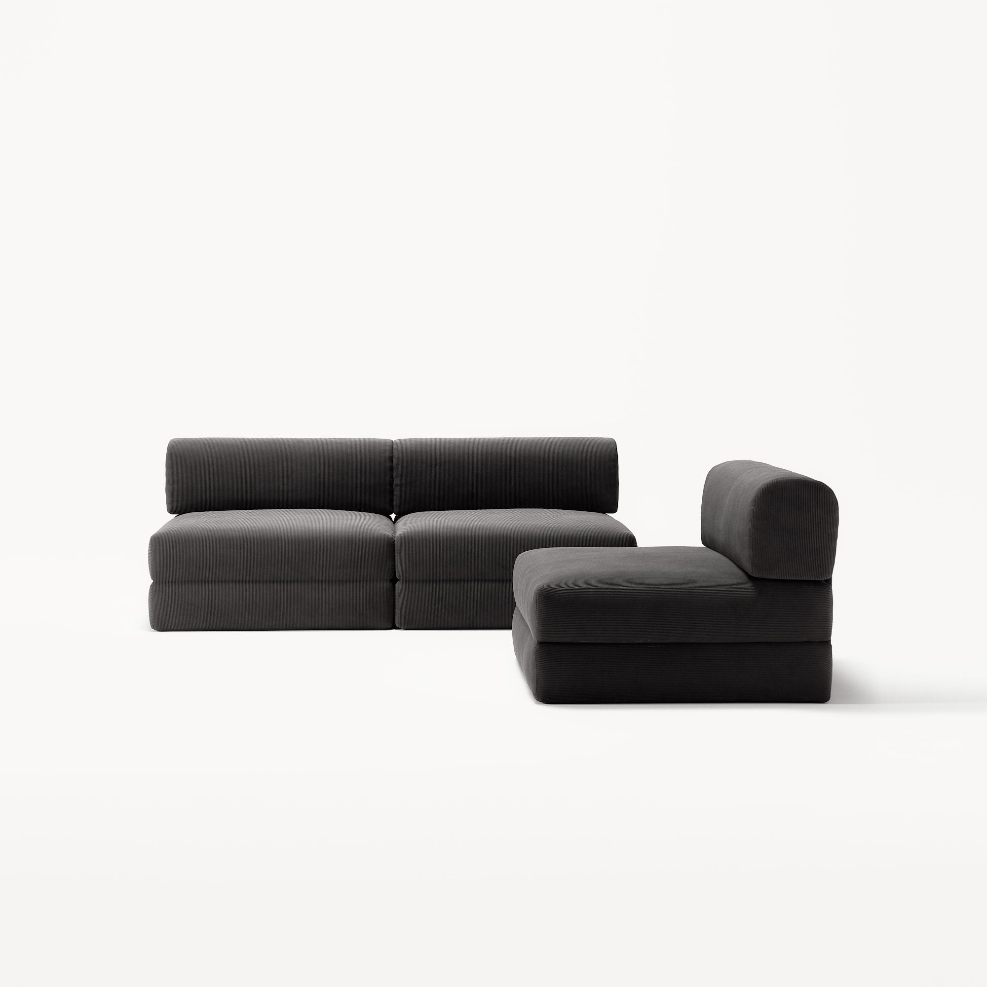 LUNA - 3 Seater Lounge - Corduroy Charcoal