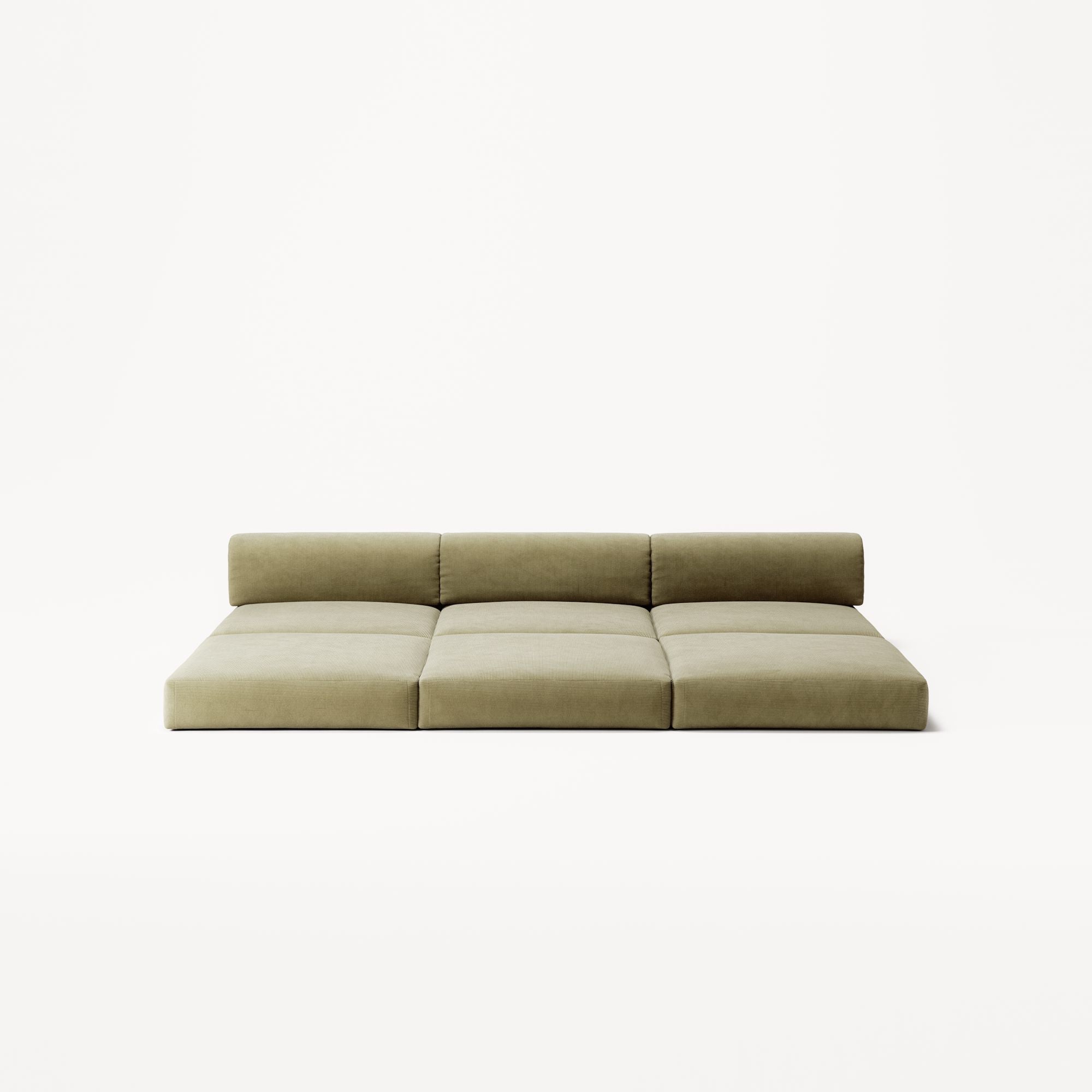 LUNA - 3 Seater Lounge - Corduroy Lime