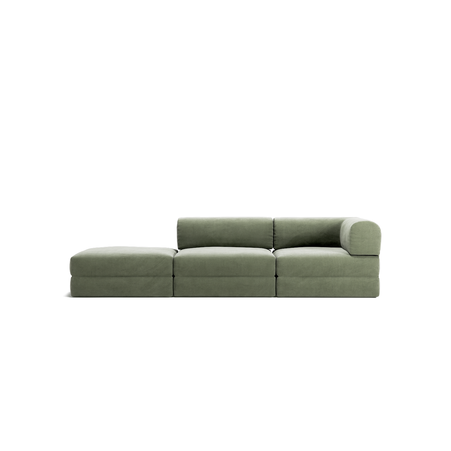 LUNA - 2 Seat with open end - Left - Corduroy Moss Green