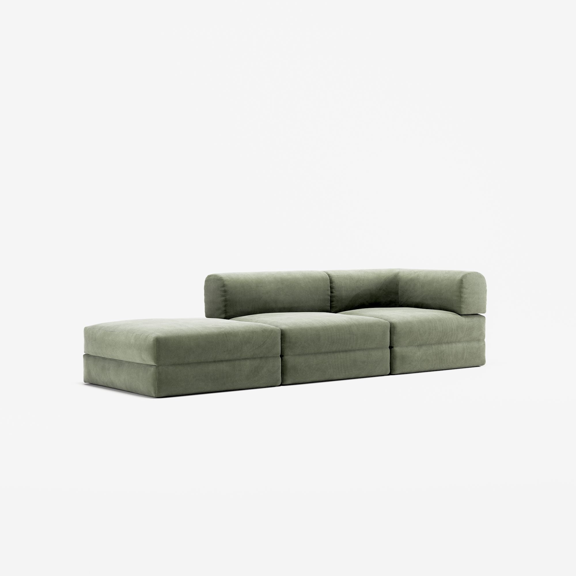 LUNA - 2 Seat with open end - Left - Corduroy Moss Green
