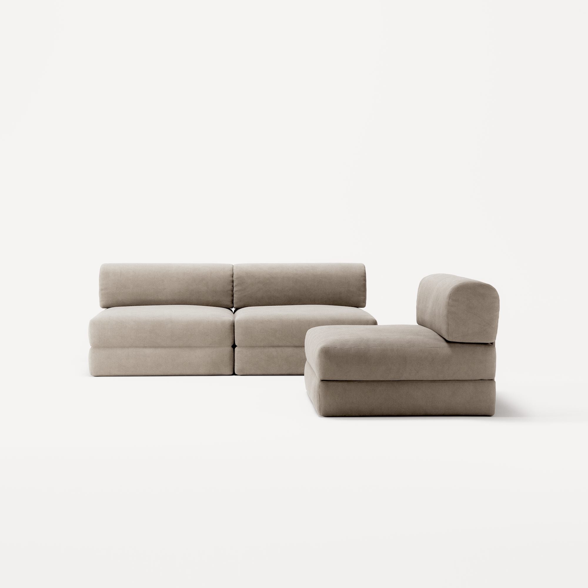 LUNA - 3 Seater Lounge - Corduroy Pale Beige