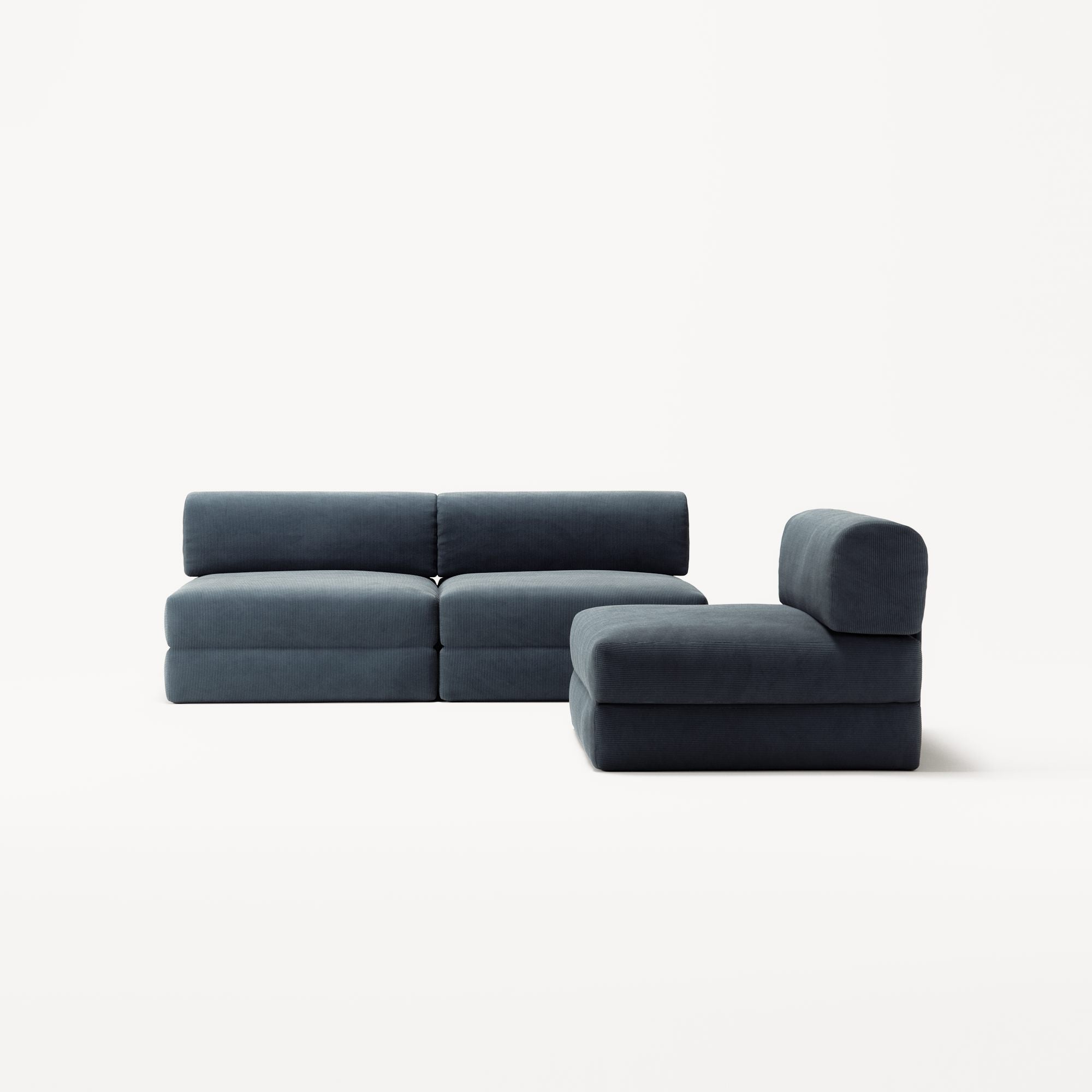 LUNA - 3 Seater Lounge - Corduroy Dark Blue