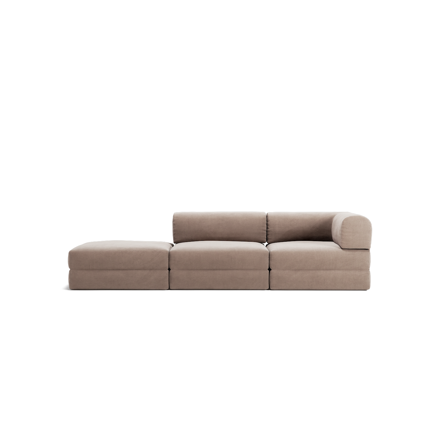 LUNA - 2 Seat with open end - Taupe corduroy