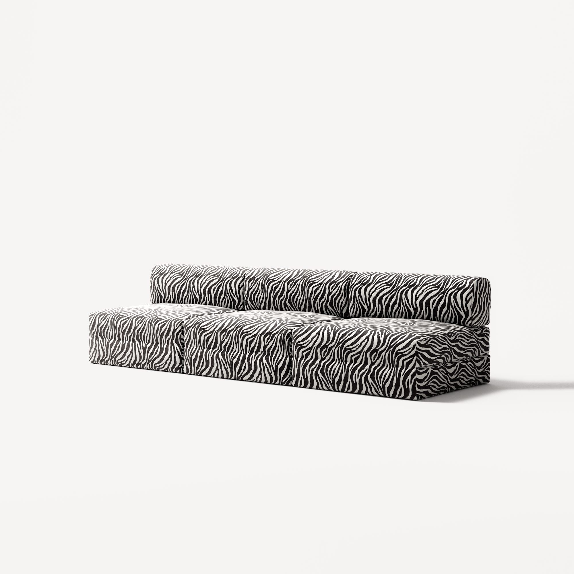 LUNA - 3 Seater Lounge - Chenille Jacquard Zebra Black White