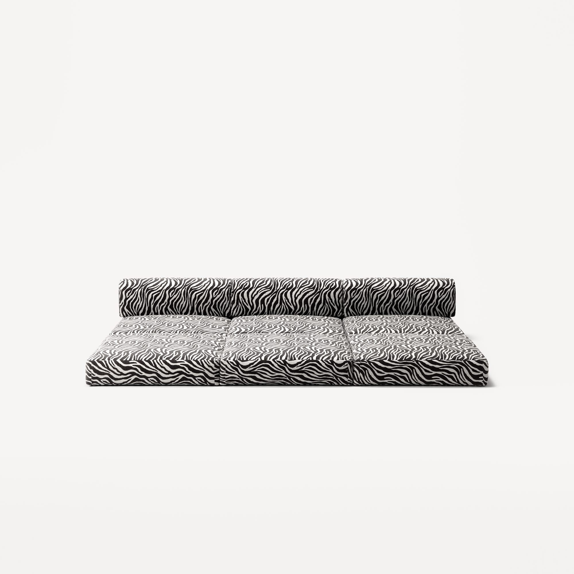LUNA - 3 Seater Lounge - Chenille Jacquard Zebra Black White