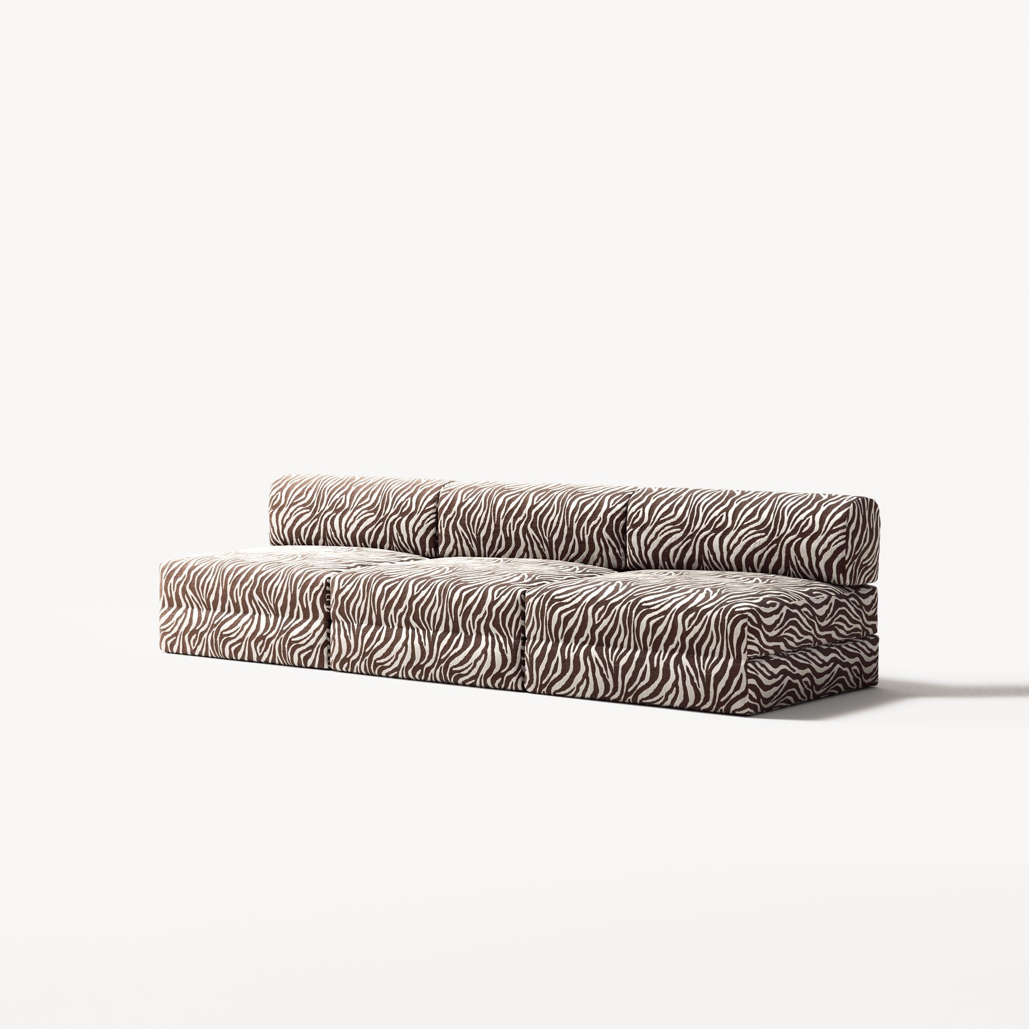 LUNA - 3 Seater Lounge - Chenille Jacquard Zebra Brown White