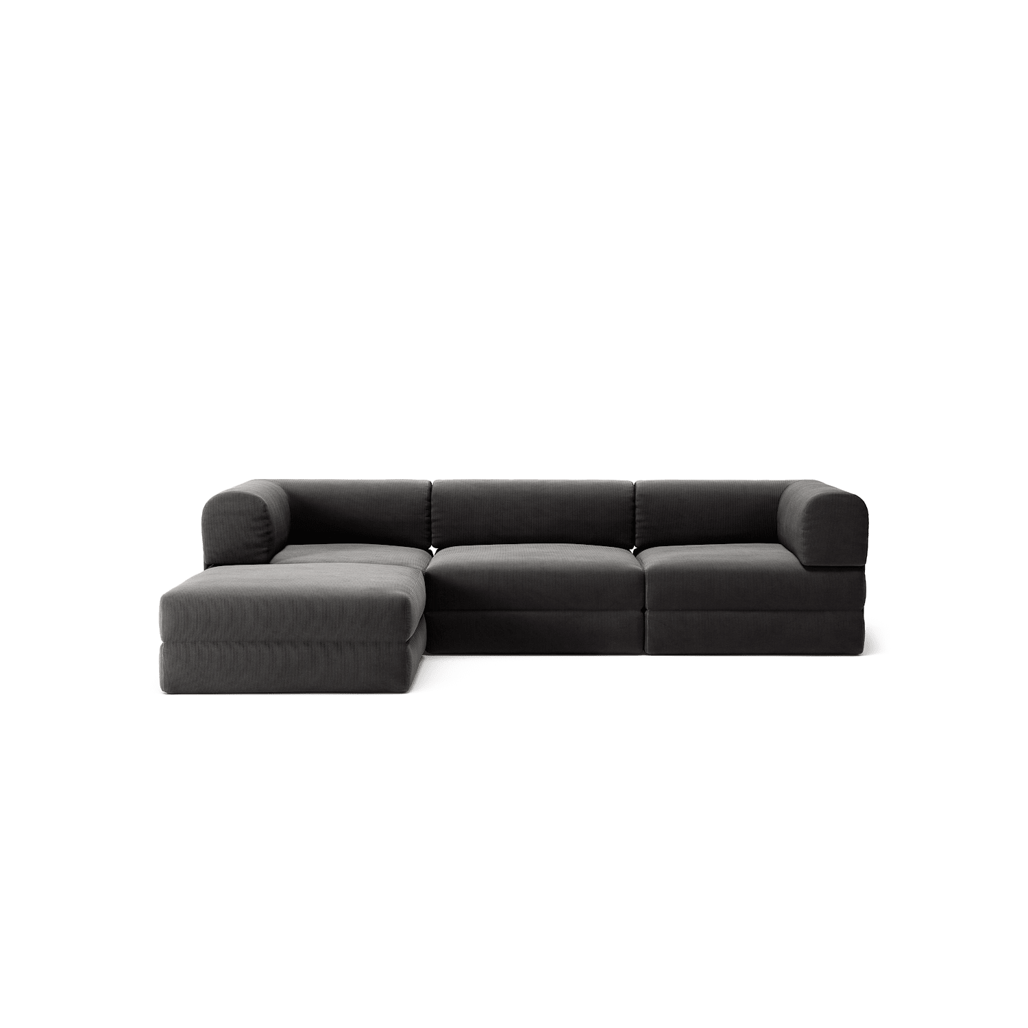 LUNA - 3 Seater with chaise lounge - Left - Corduroy Charcoal