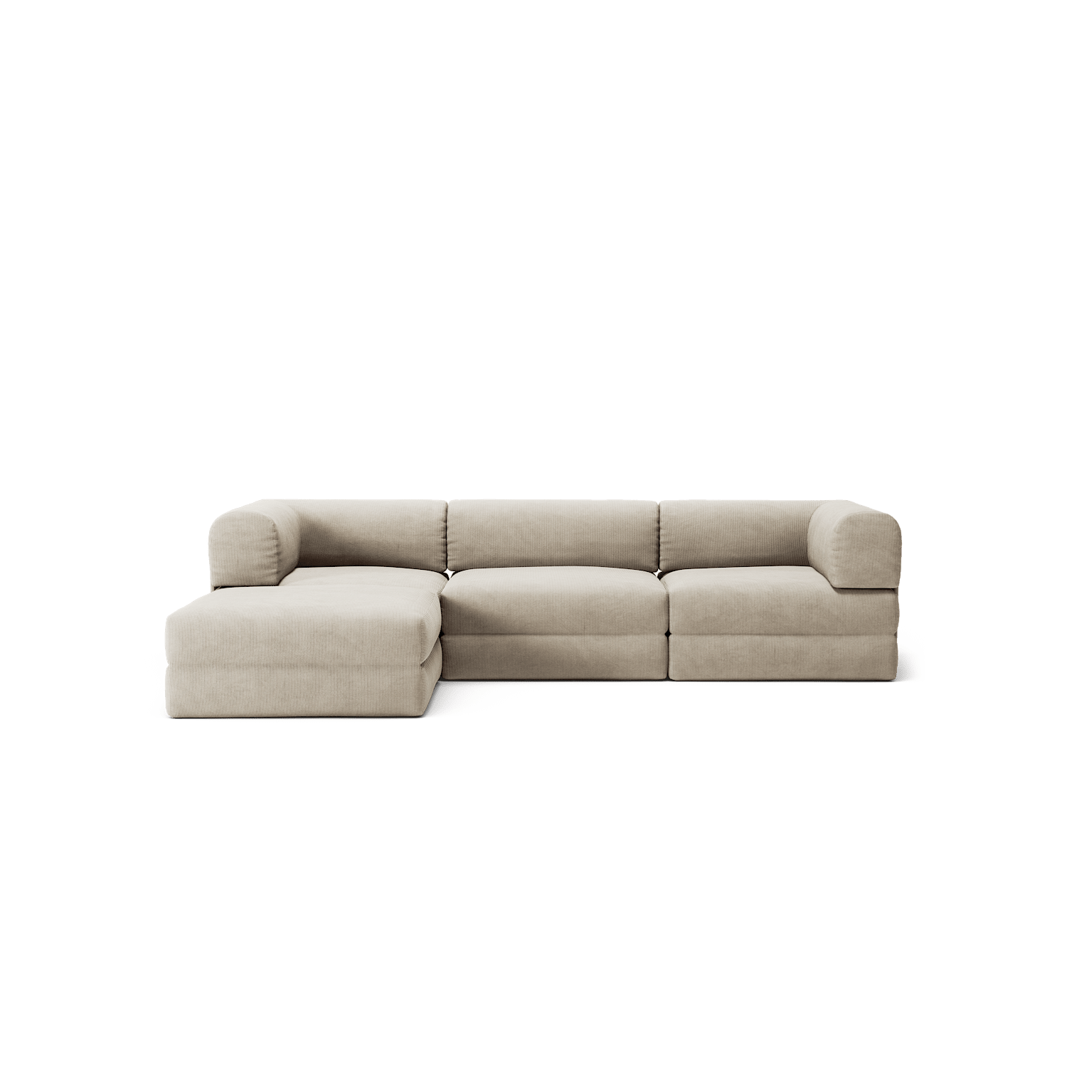 LUNA - 3 Seater with chaise lounge - Left - Corduroy Off-White