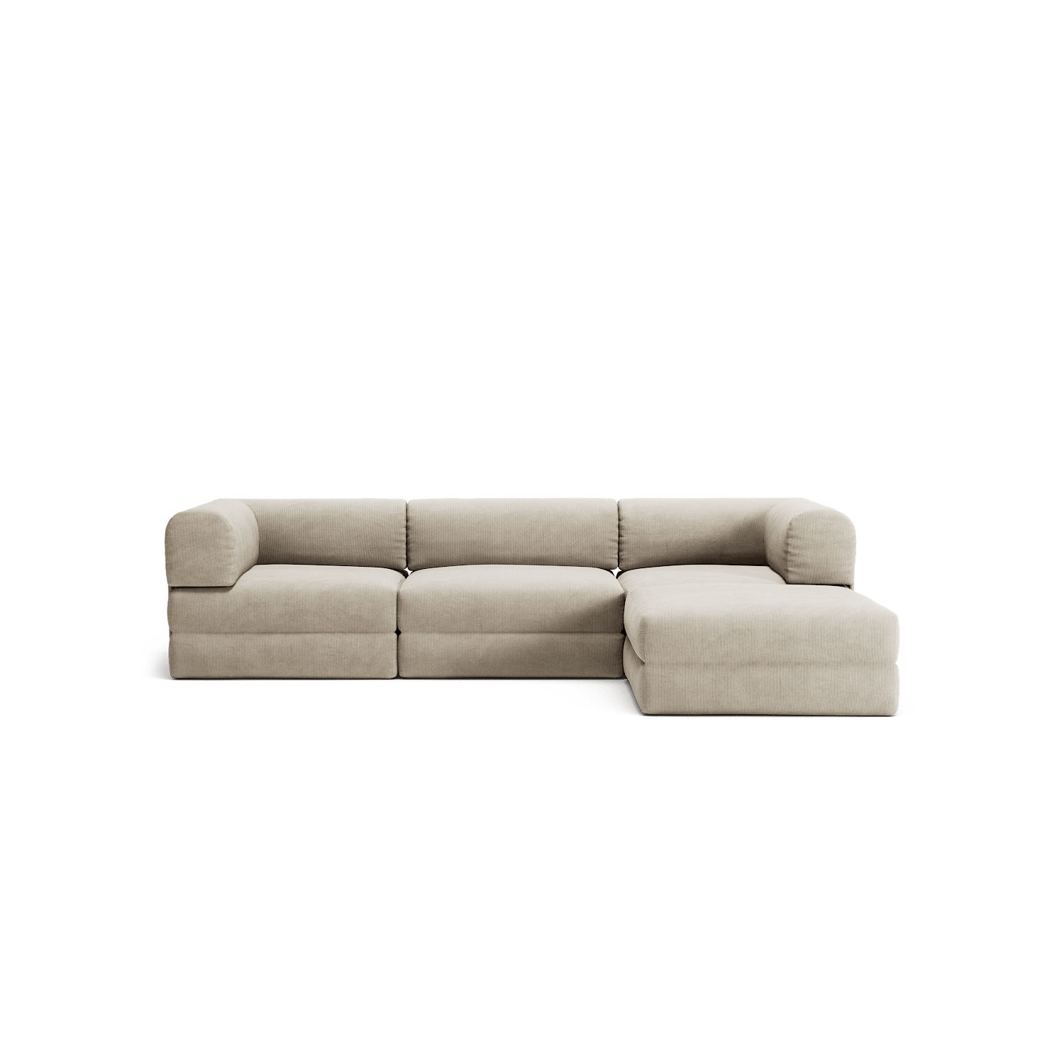 LUNA - 3 Seater with chaise lounge - Right - Corduroy Off-White