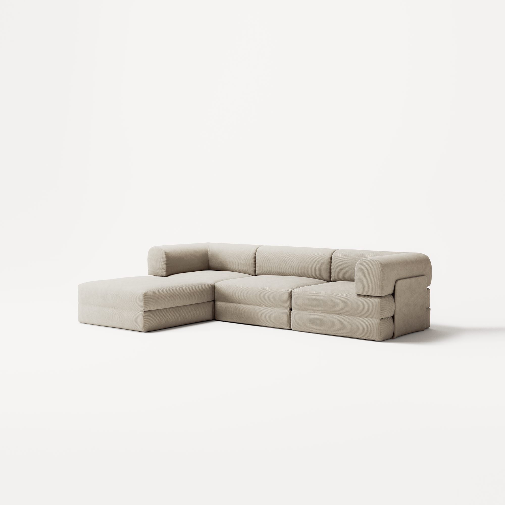 LUNA - 3 Seater with chaise lounge - Left - Corduroy Off-White