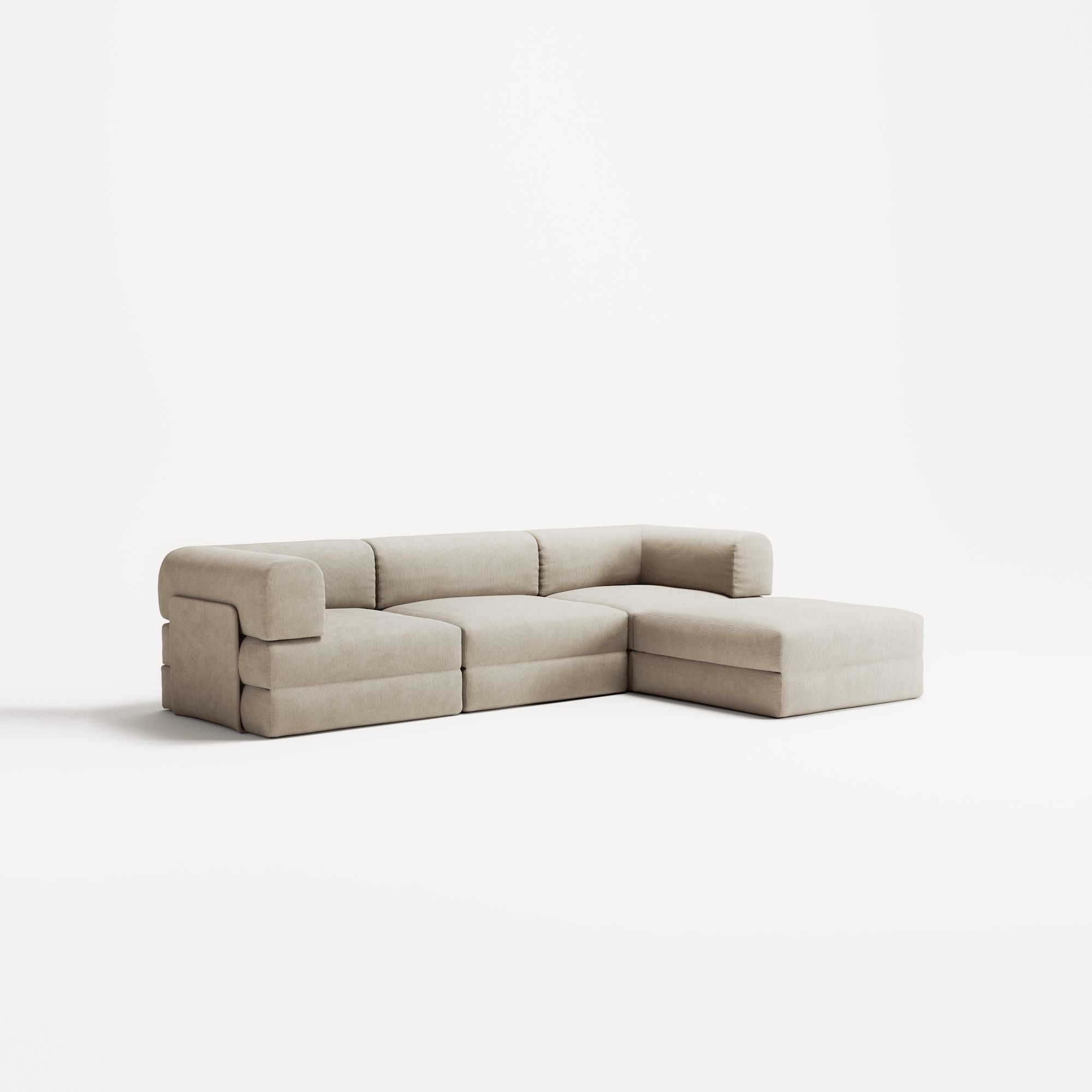 LUNA - 3 Seater with chaise lounge - Right - Corduroy Off-White