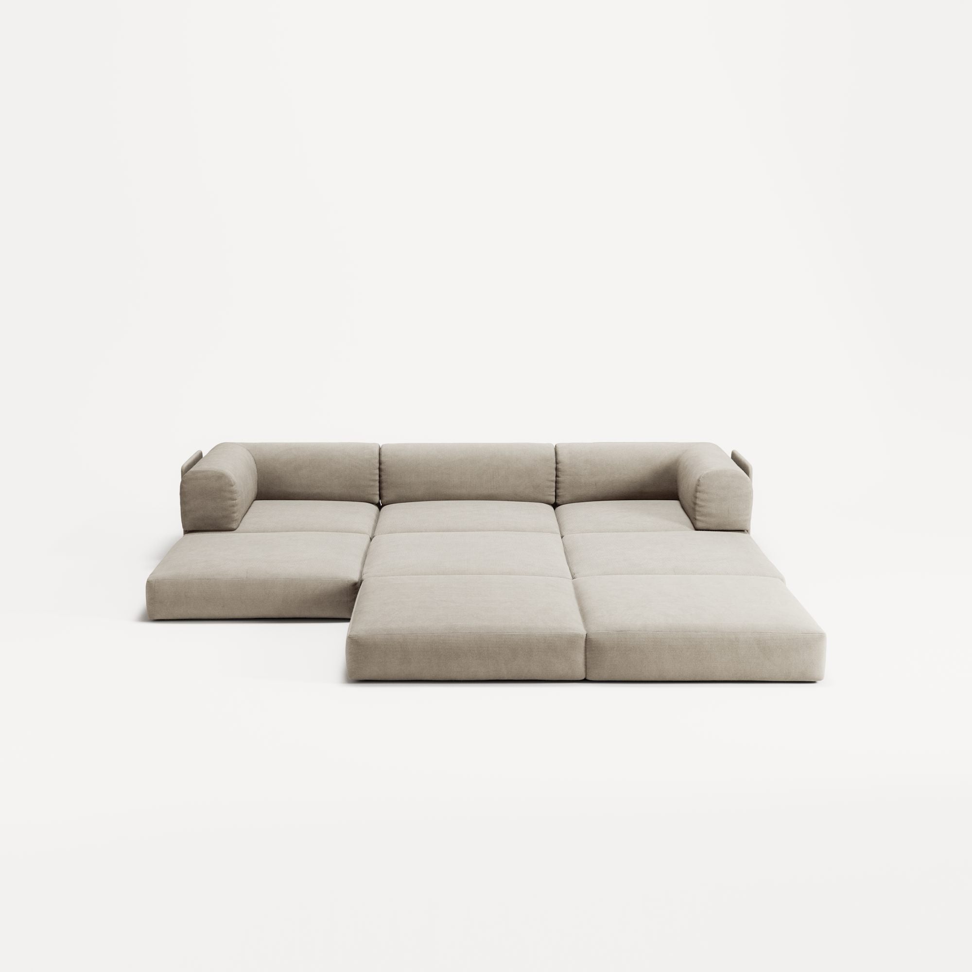 LUNA - 3 Seater with chaise lounge - Right - Corduroy Off-White