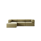 LUNA - 3 Seater with chaise lounge - Left - Corduroy Lime