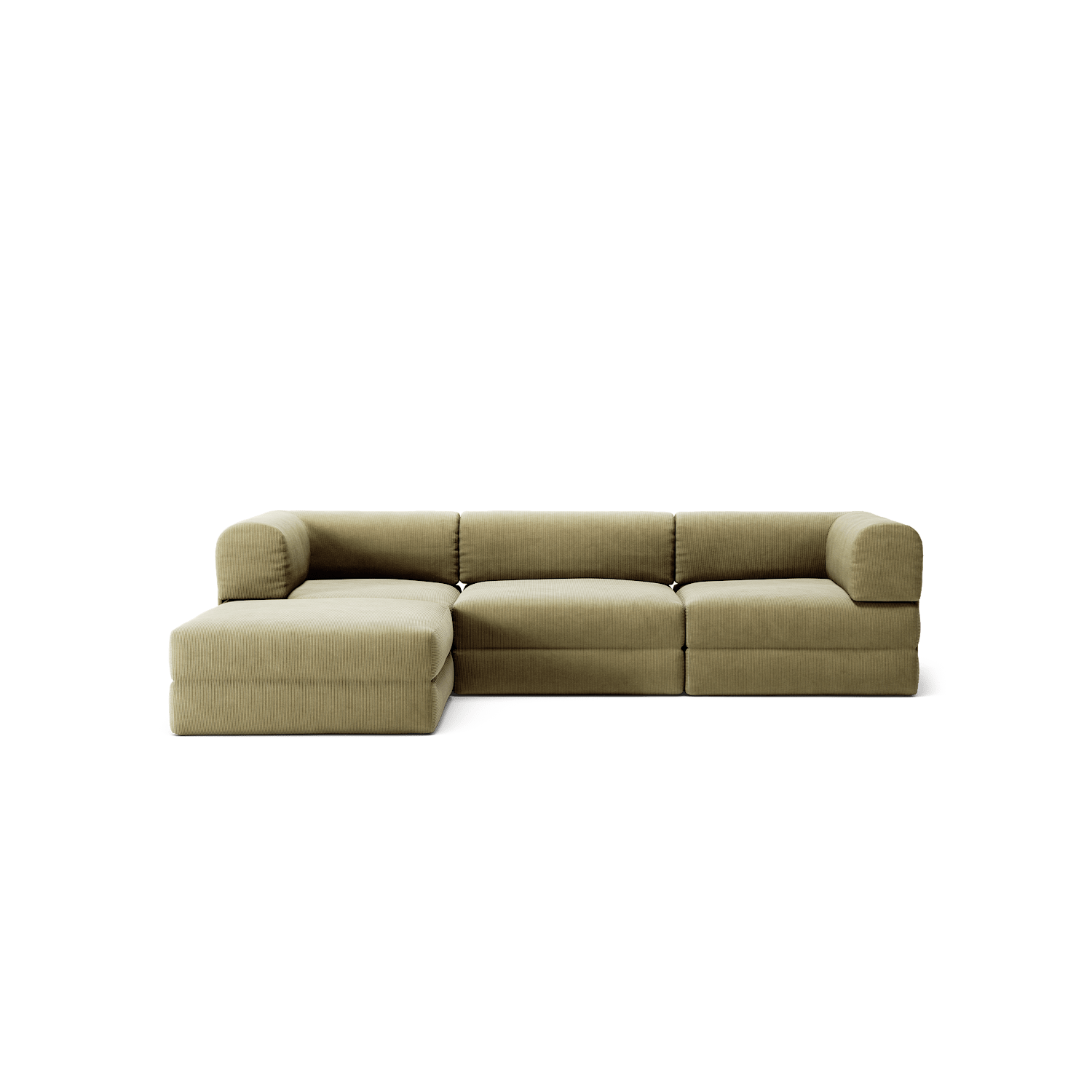 LUNA - 3 Seater with chaise lounge - Left - Corduroy Lime