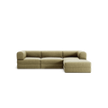 LUNA - 3 Seater with chaise lounge - Right - Corduroy Lime