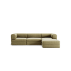 LUNA - 3 Seater with chaise lounge - Right - Corduroy Lime