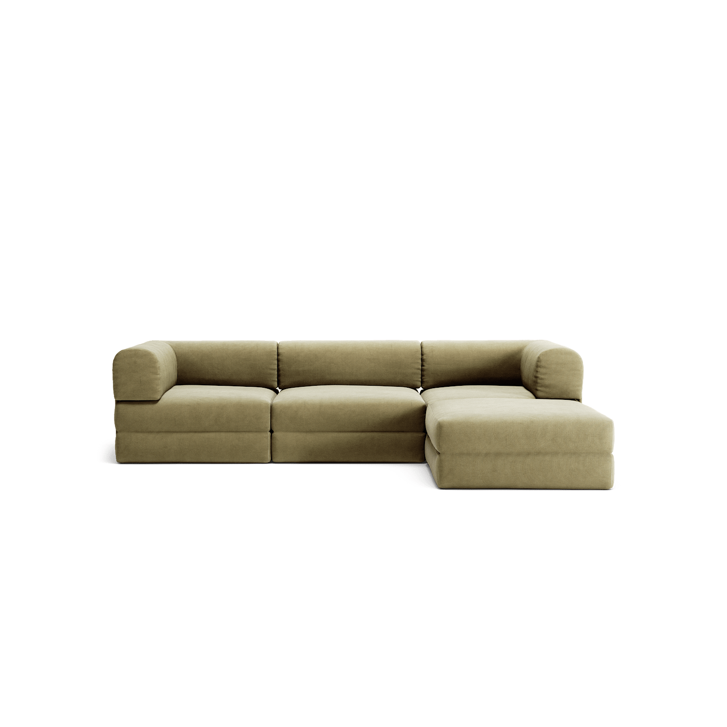LUNA - 3 Seater with chaise lounge - Right - Corduroy Lime
