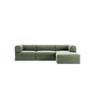 LUNA - 3 Seater with chaise lounge - Right - Corduroy Moss Green