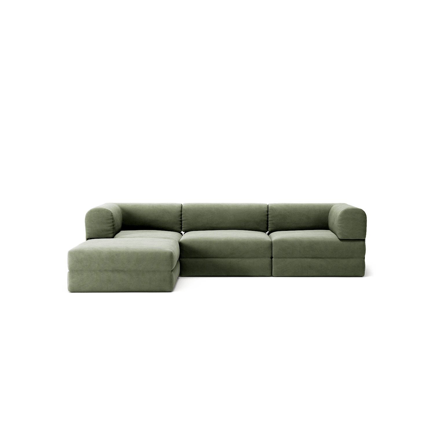 LUNA - 3 Seater with chaise lounge - Left - Corduroy Moss Green