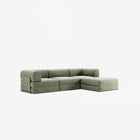 LUNA - 3 Seater with chaise lounge - Right - Corduroy Moss Green