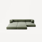 LUNA - 3 Seater with chaise lounge - Left - Corduroy Moss Green