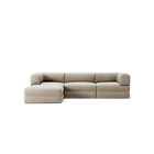 LUNA - 3 Seater with chaise lounge - Left - Corduroy Pale Beige
