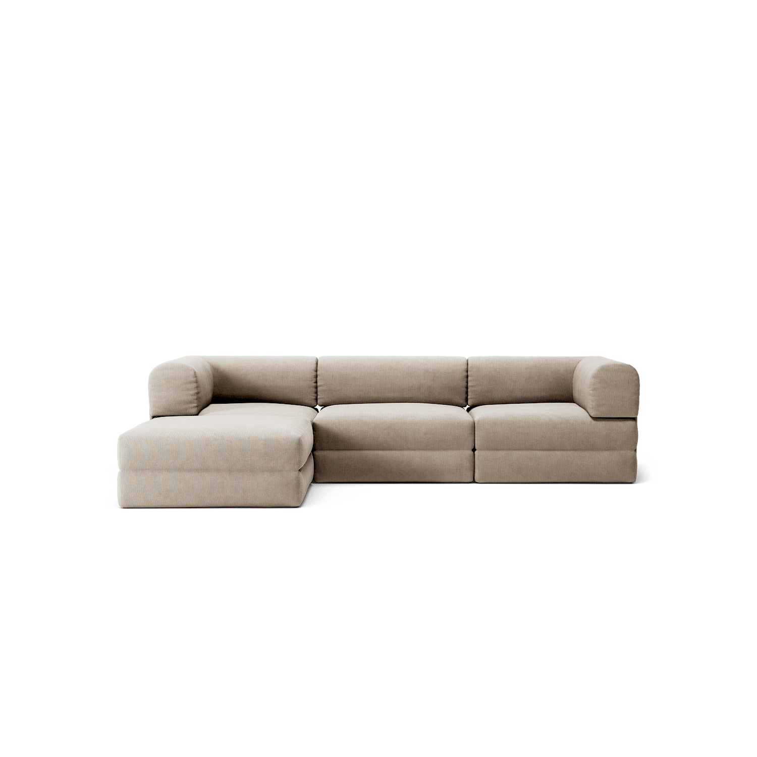 LUNA - 3 Seater with chaise lounge - Left - Corduroy Pale Beige