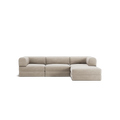 LUNA - 3 Seater with chaise lounge - Right - Corduroy Pale Beige
