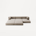 LUNA - 3 Seater with chaise lounge - Left - Corduroy Pale Beige