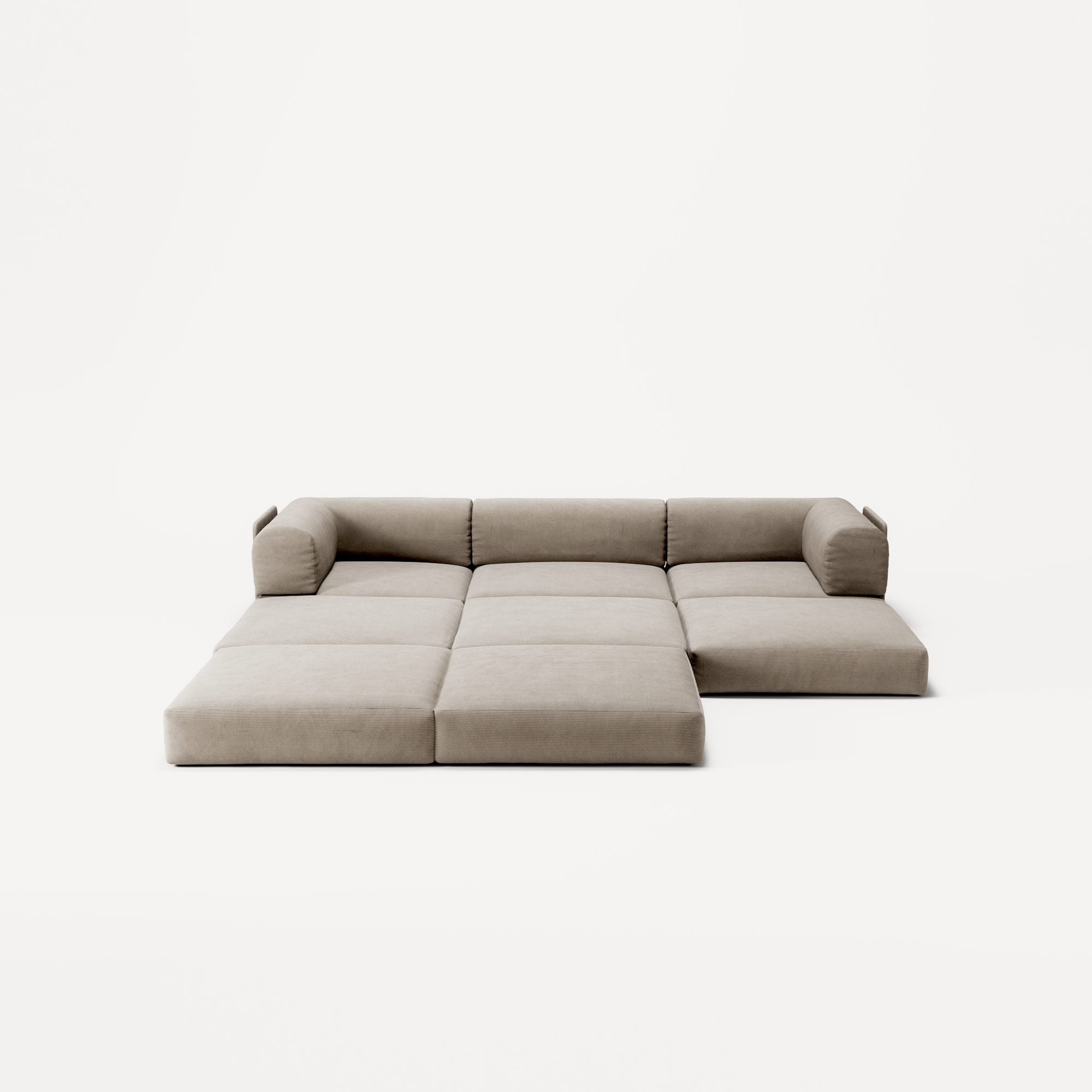 LUNA - 3 Seater with chaise lounge - Left - Corduroy Pale Beige