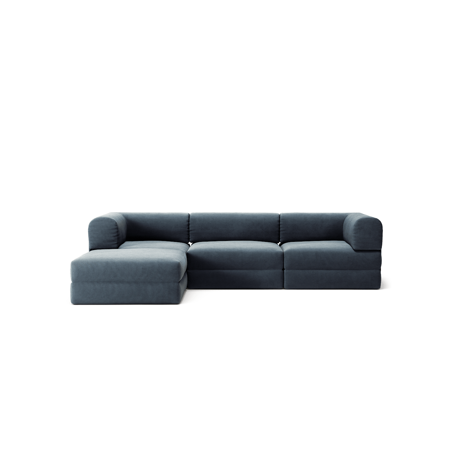 LUNA - 3 Seater with chaise lounge - Left - Corduroy Dark Blue