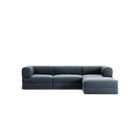 LUNA - 3 Seater with chaise lounge - Right - Corduroy Dark Blue