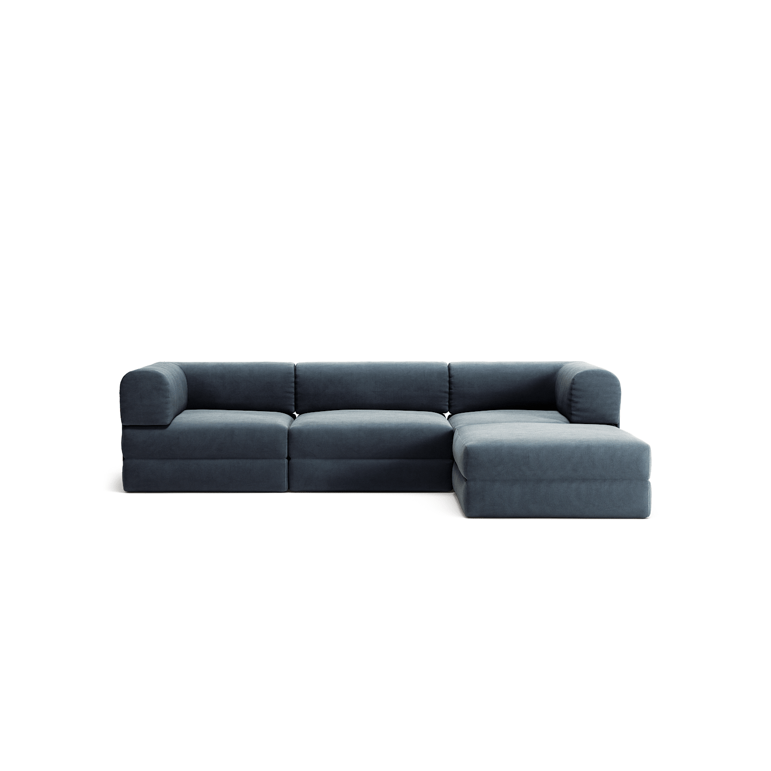 LUNA - 3 Seater with chaise lounge - Right - Corduroy Dark Blue
