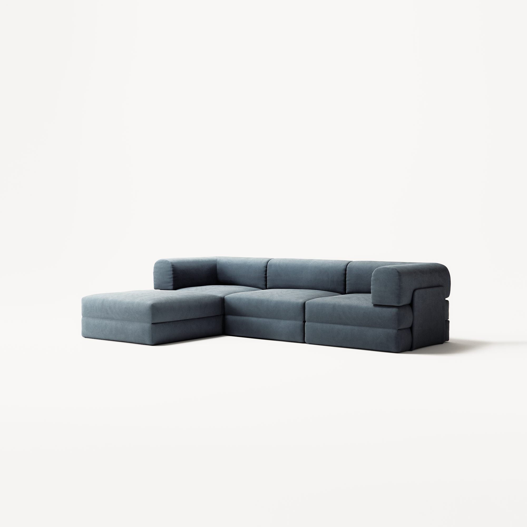 LUNA - 3 Seater with chaise lounge - Left - Corduroy Dark Blue