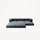 LUNA - 3 Seater with chaise lounge - Left - Corduroy Dark Blue