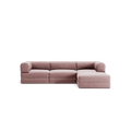 LUNA - 3 Seater with chaise lounge - Right - Corduroy Soft Pink