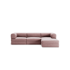 LUNA - 3 Seater with chaise lounge - Right - Corduroy Soft Pink