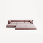 LUNA - 3 Seater with chaise lounge - Right - Corduroy Soft Pink