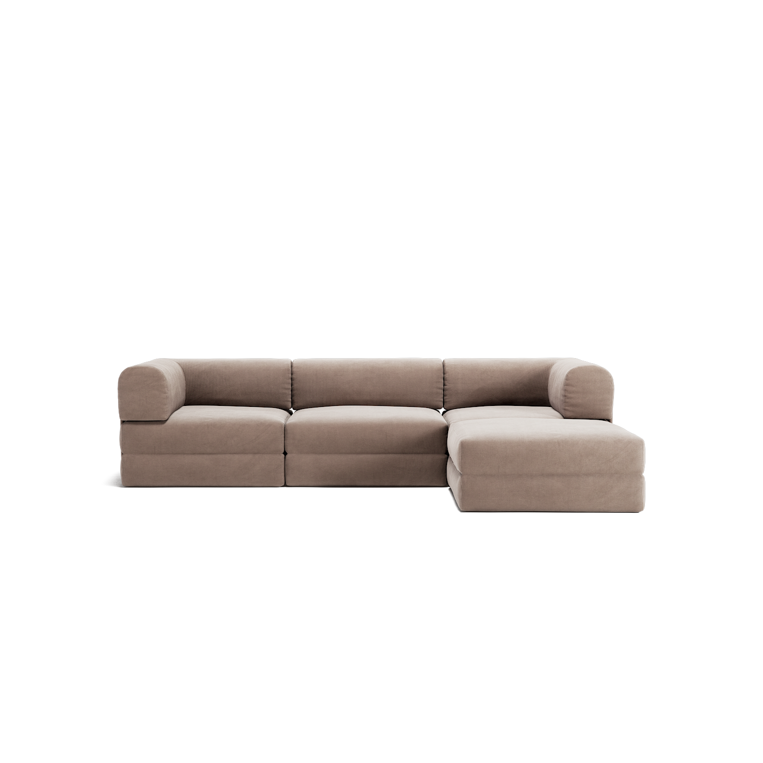 LUNA - 3 Seater with chaise lounge - Taupe corduroy