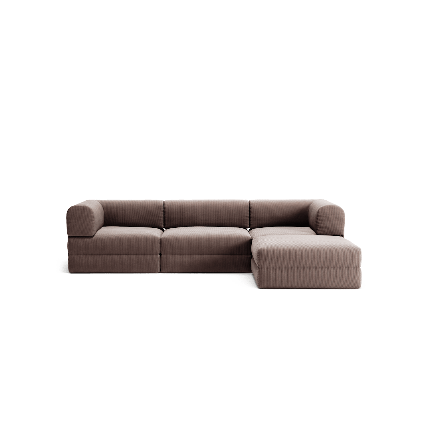 LUNA - 3 Seater with chaise lounge - Right - Corduroy Warm Brown