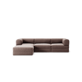 LUNA - 3 Seater with chaise lounge - Left - Corduroy Warm Brown